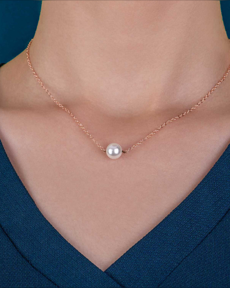 White Pearl Moon Necklace TIARA JEWELS