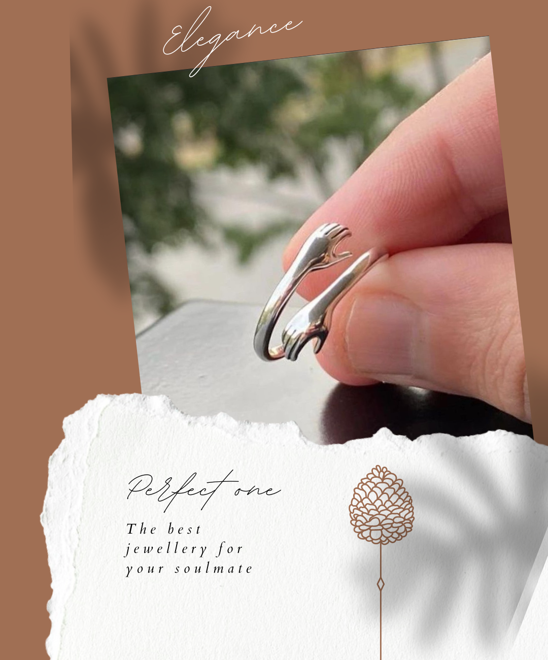 925 HALLMARK PURE SILVER HUGGING RING with Box hallmark